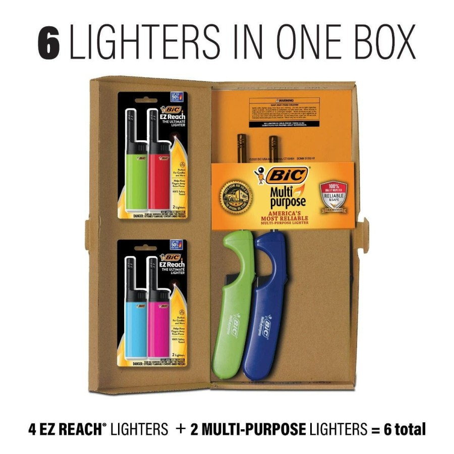 Hot BIC Bic Lighter Combination Pack, 2 Multi Purpose Lighters With Long Metal Wand, Classic Collection And 4 Ez Reach Candle Lighters, The Ultimate Lighter With Wand