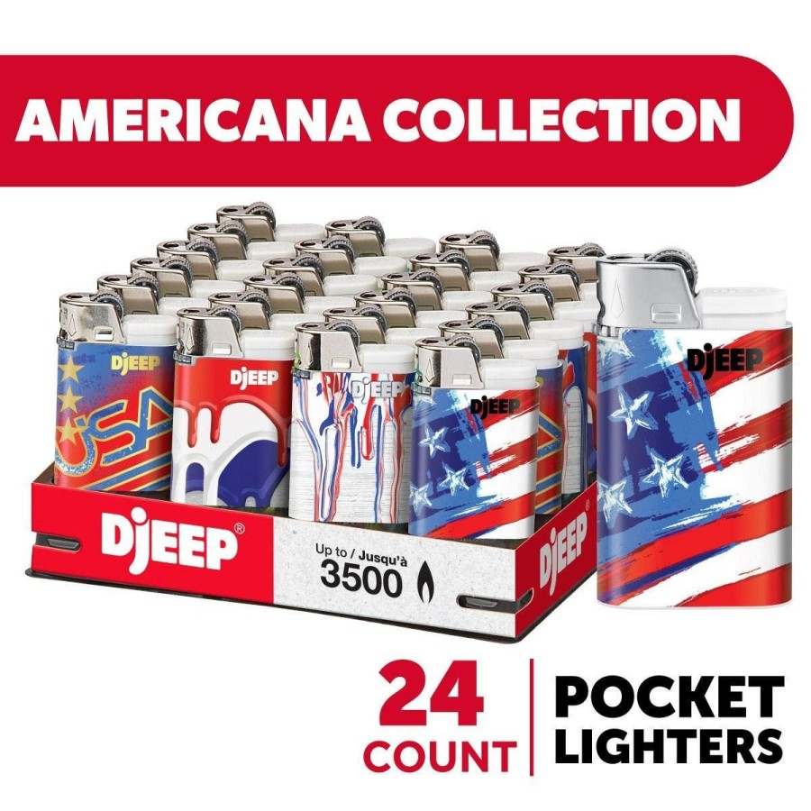 New BIC Djeep Pocket Lighters, Americana Collection Textured Metallic, Unique Lighters