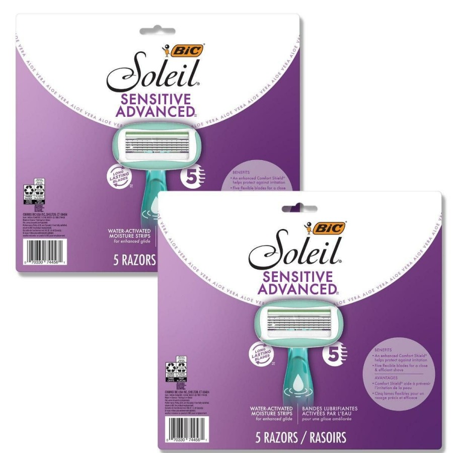 Hot BIC Bic Soleil Sensitive Advanced Women'S Disposable Razor Five Blade For A Flawlessly Smooth Shave, Assorted