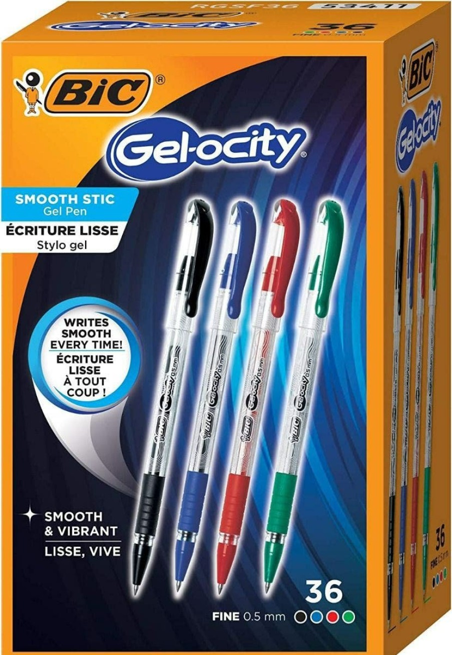 Clearance BIC Bic Gelocity Smooth Gel Pens, Fine Point (0.5Mm), Assorted Colors, For A Smooth Writing Experience