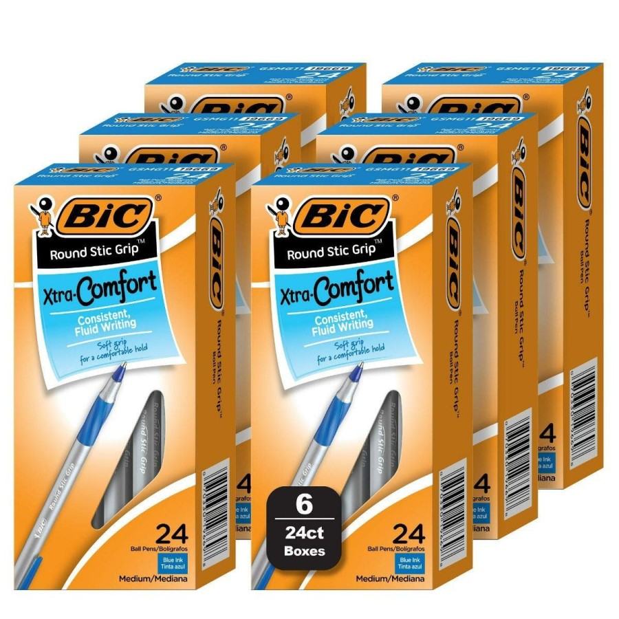 New BIC Bic Round Stic Xtra Comfort Blue Ballpoint Pens, Medium Point (1.0Mm), No. 1 Selling Ballpoint Pens