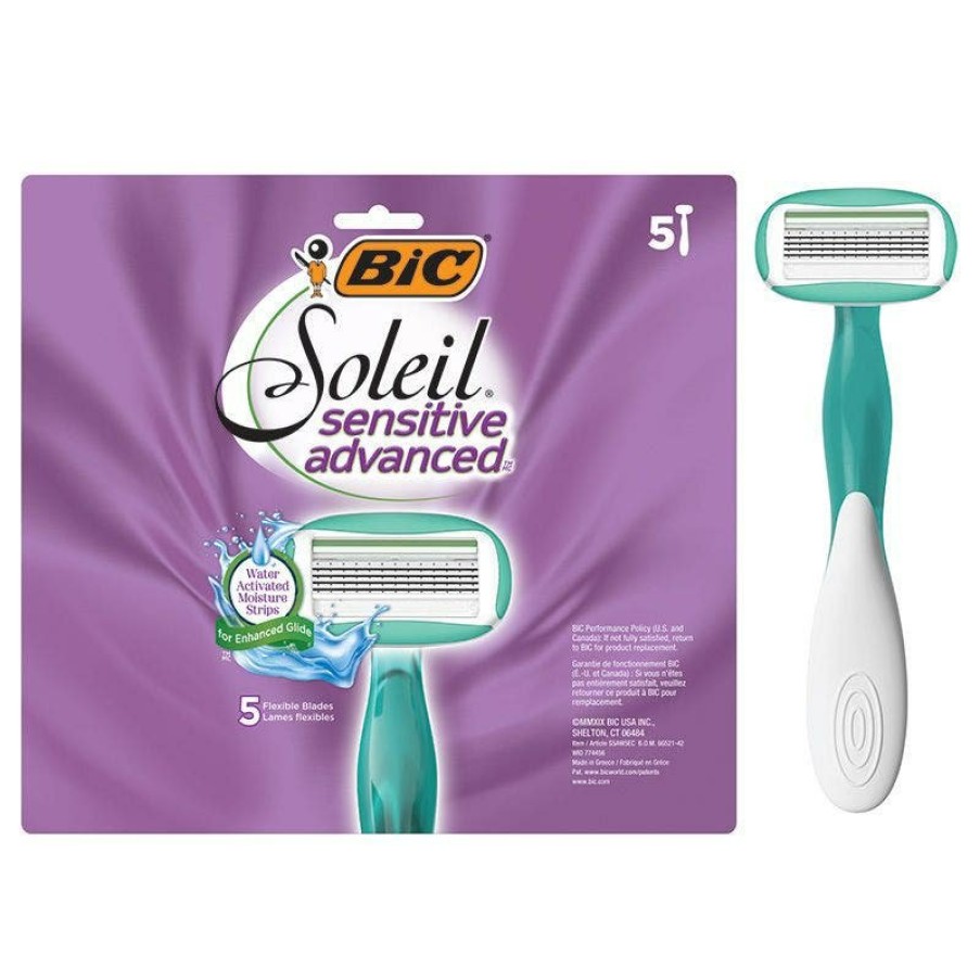 New BIC Bic Soleil Sensitive Advanced Women'S Disposable Razors, 5 Blades With Moisture Strip For A Silky Smooth Shave