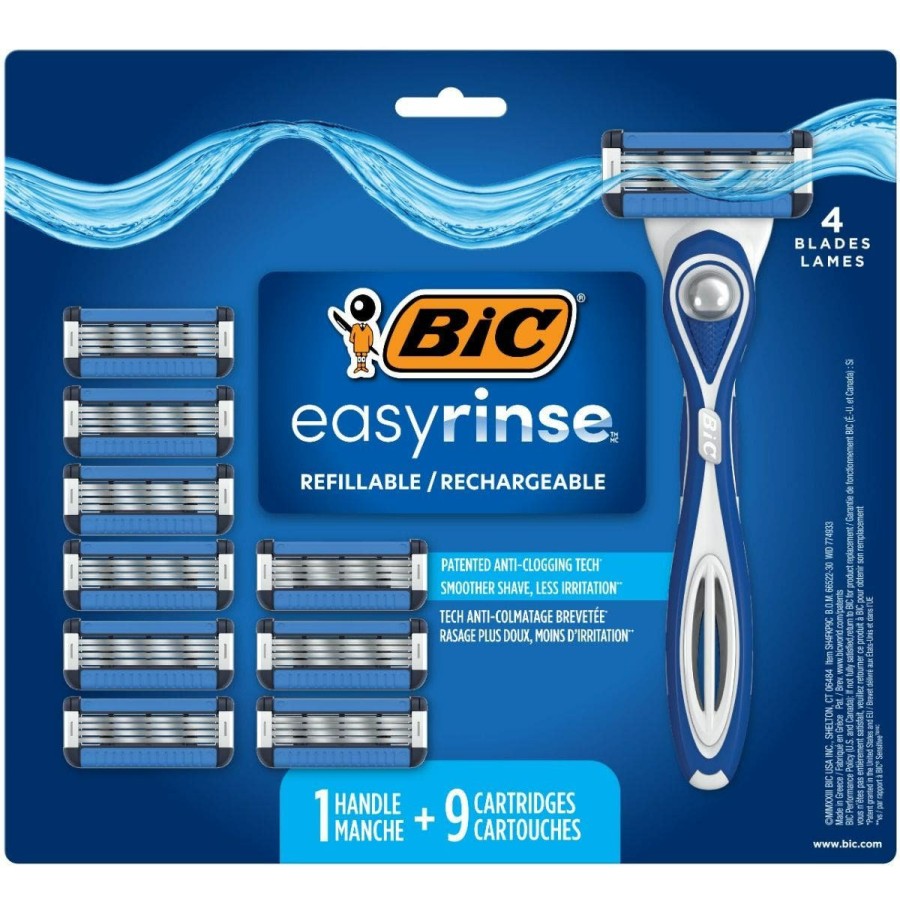 Wholesale BIC Bic Easyrinse Anti-Clogging, Refillable Men'S Razors With 4 Blades, Razor Kit