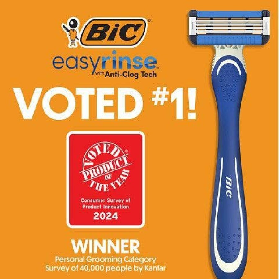 Wholesale BIC Bic Easyrinse Anti-Clogging, Refillable Men'S Razors With 4 Blades, Razor Kit