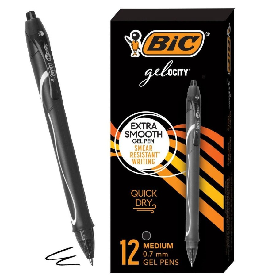 Hot BIC Bic Gel-Ocity Retractable Quick Dry Gel Pen, Medium Point (0.7Mm), Black, Comfortable Full Grip