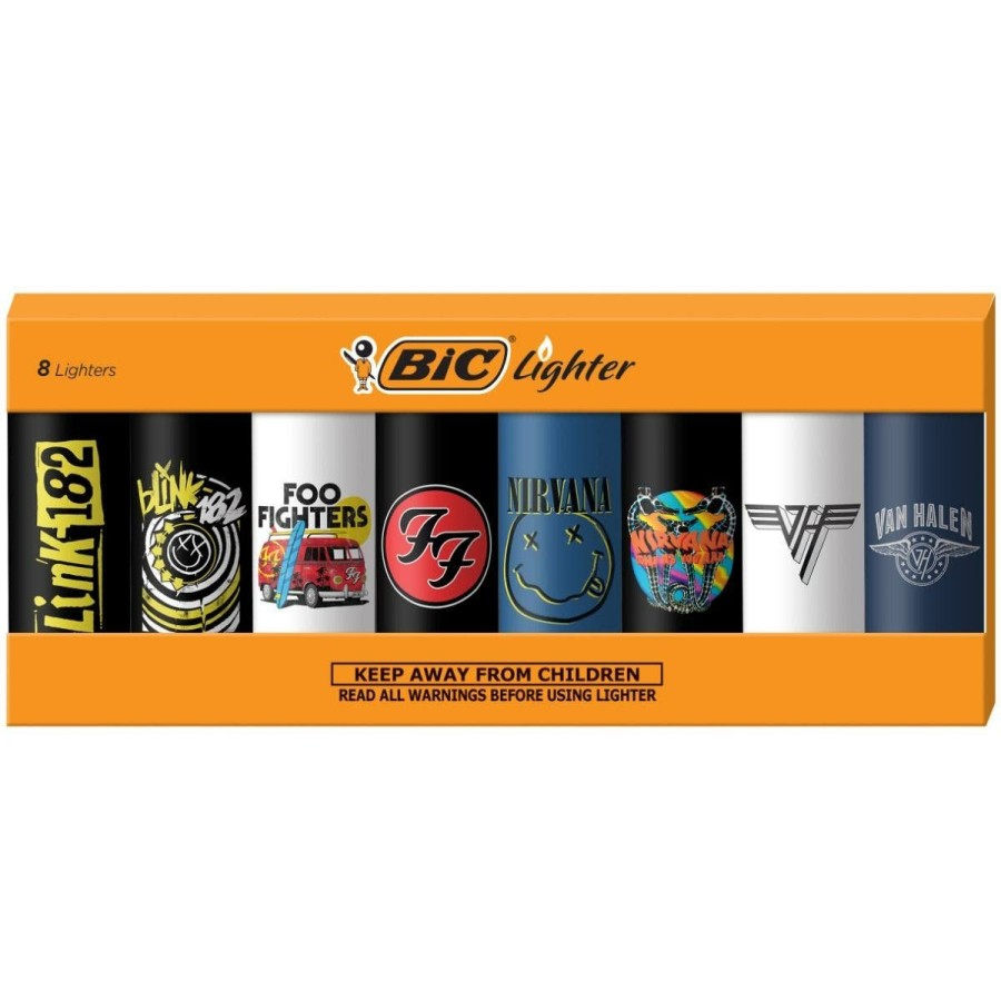 Clearance BIC Bic Special Edition Rock Bands Series Maxi Pocket Lighters, Blink 182, Foo Fighters, Nirvana, Van Halen