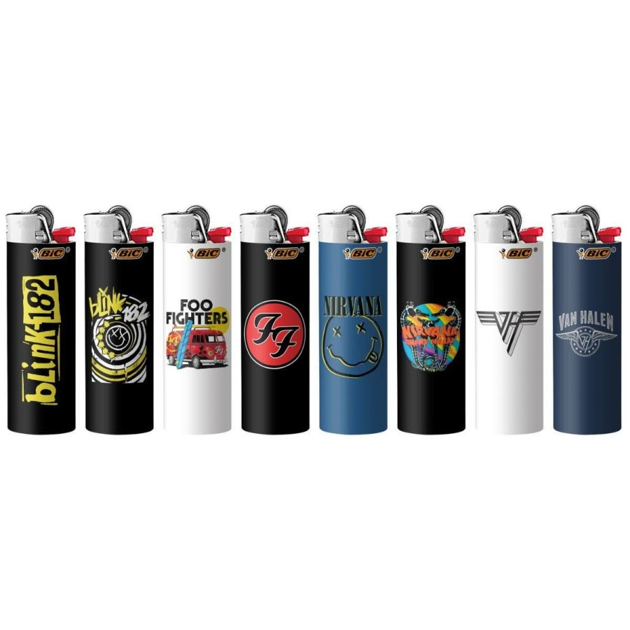 Clearance BIC Bic Special Edition Rock Bands Series Maxi Pocket Lighters, Blink 182, Foo Fighters, Nirvana, Van Halen