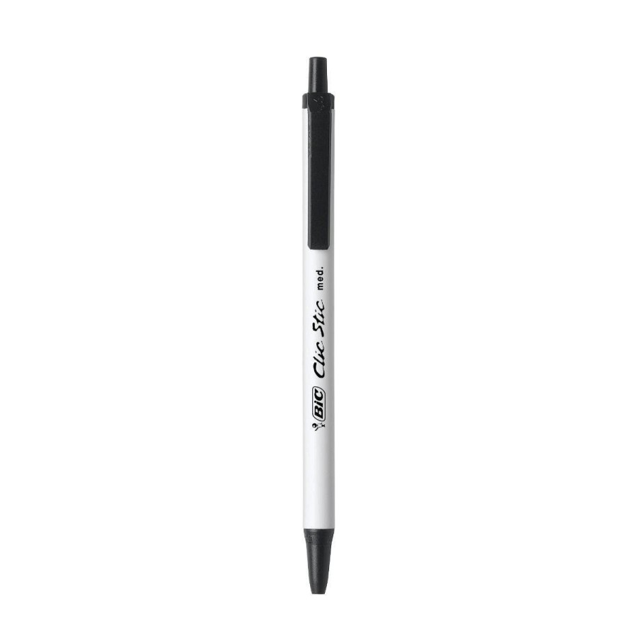 Clearance BIC Bic Clic Stic Retractable Ball Pen, Versatile Medium Point (1.0Mm), Black, Great For Offices And Schools