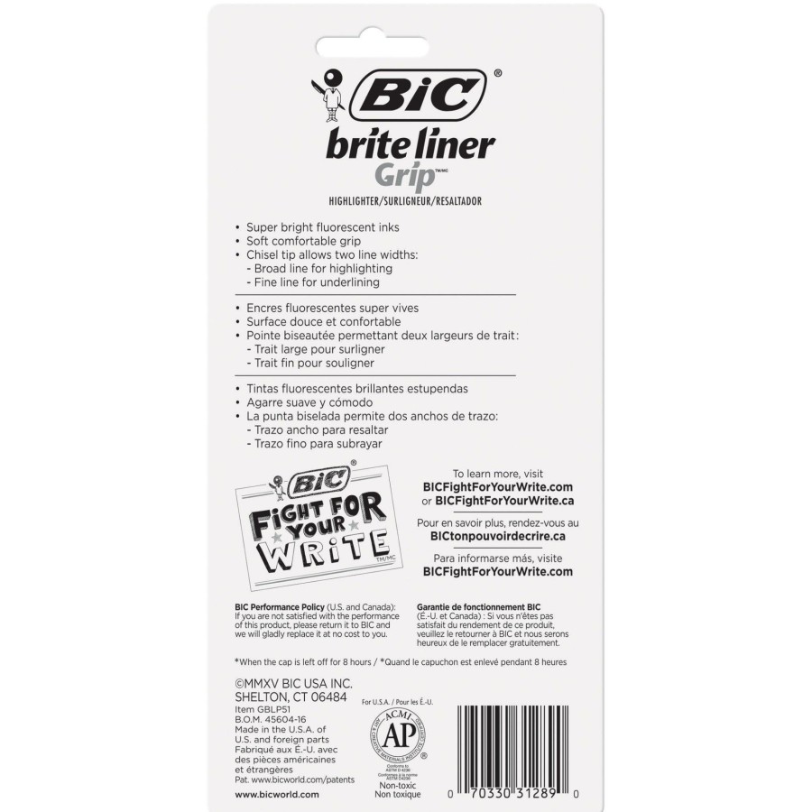 Wholesale BIC Bic Brite Liner Grip Highlighters