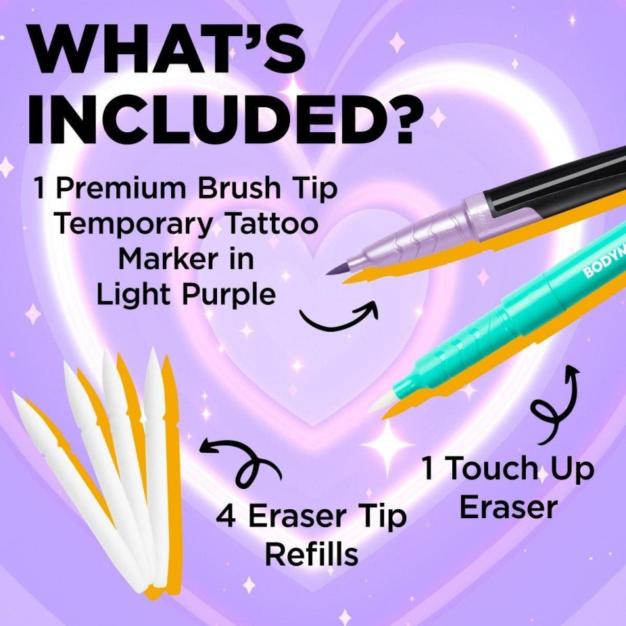 Wholesale BIC Bodymark Starter Kit Includes New Eraser Touch Up Pen, Temporary Tattoo Marker For Skin, Premium Brush Tip