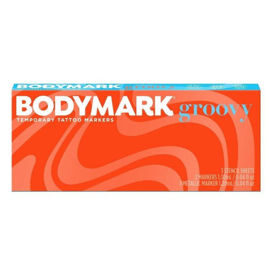 New BIC Bodymark Groovy Pack, Temporary Tattoo Marker For Skin, Premium Brush Tip, Skin-Safe Temporary Tattoo Markers Set