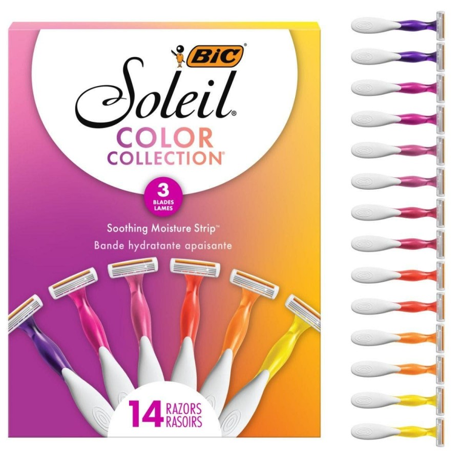 Clearance BIC Bic Soleil Smooth Colors Women'S Disposable Razors With Aloe Vera And Vitamin E Lubricating Strip For Enhanced Glide, With 3 Blades