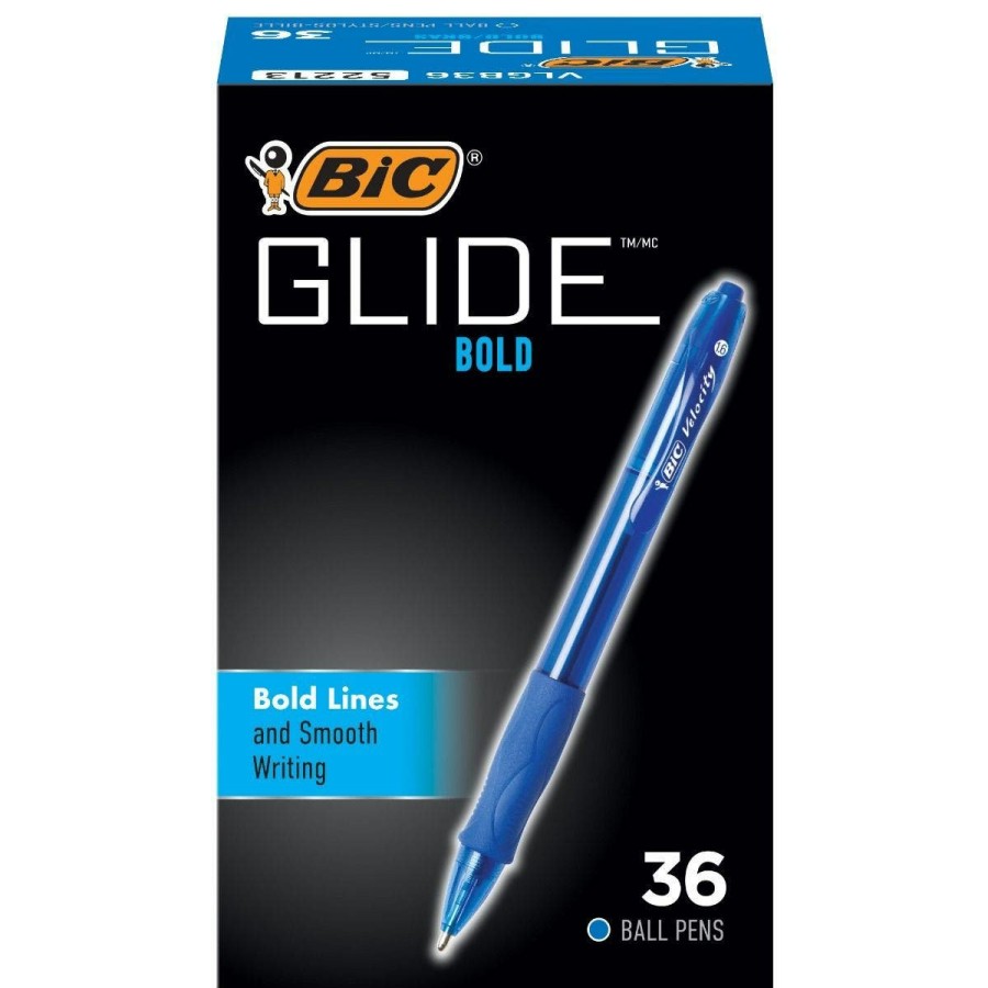 Online BIC Bic Glide Bold Retractable Ball Pen, Blue