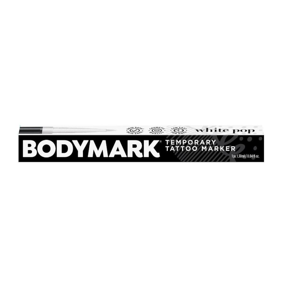 Best BIC Bodymark White Pop - Deluxe Body Marker, Premium Temporary Tattoo Marker For Skin, Design High Quality & Long Lasting Temporary Tattoos, Cosmetic Quality Bright White Ink