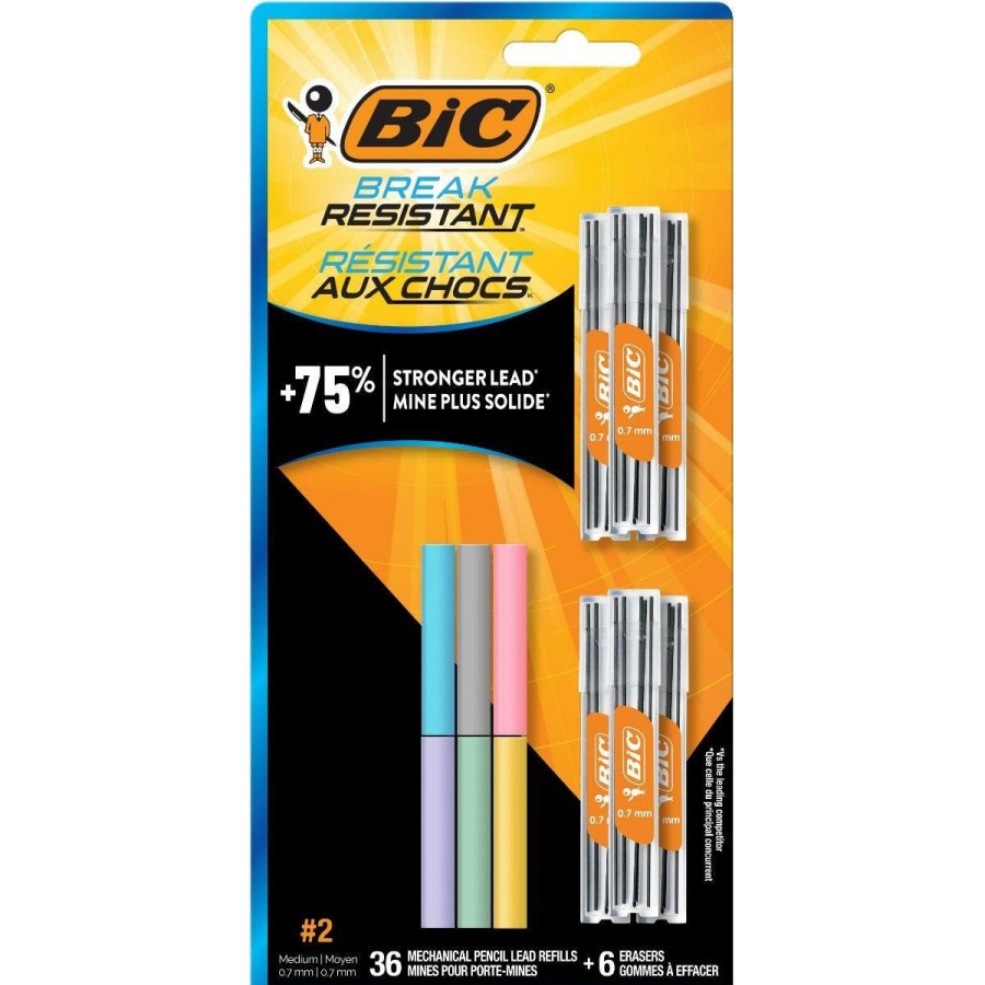 Hot BIC Bic Break Resistant Mechanical Pencil Lead And Eraser Refills, No. 2 Medium Point (0.7Mm), Refill Pack For School Or Office Supplies