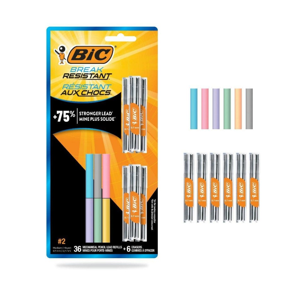 Hot BIC Bic Break Resistant Mechanical Pencil Lead And Eraser Refills, No. 2 Medium Point (0.7Mm), Refill Pack For School Or Office Supplies