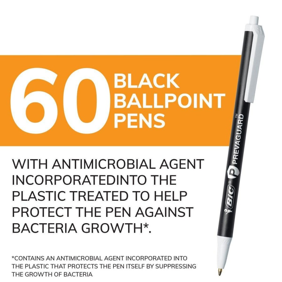 Wholesale BIC Bic Prevaguard Clic Stic Ballpoint Pens, Ballpoint Pens With Built-In Protection On The Pens To Suppress Microbial Growth, Medium Point (1.0Mm), Black